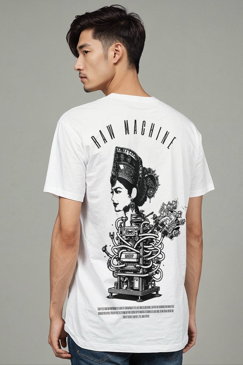 Asian man white t-shirt mockup on back